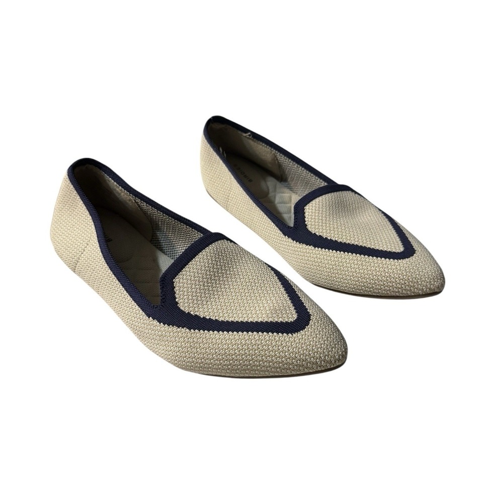 Birdies The Blackbird Flat Women's 8 Loafer Knit Slip On Shoes Eggshell Navy